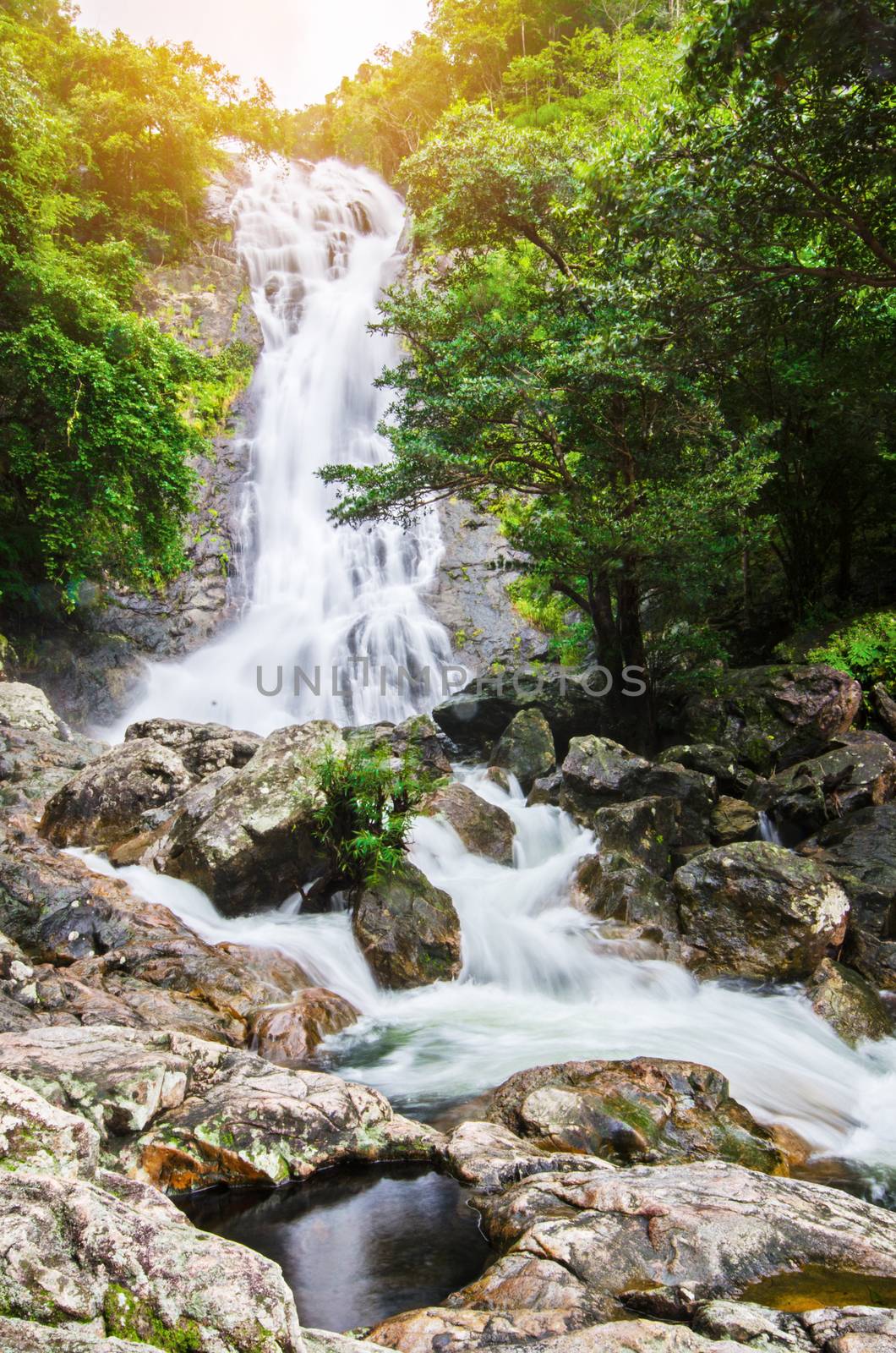 Amazing beautiful waterfalls in autumn forest at Sarika Waterfall in Nakhonnayok, Thailand.