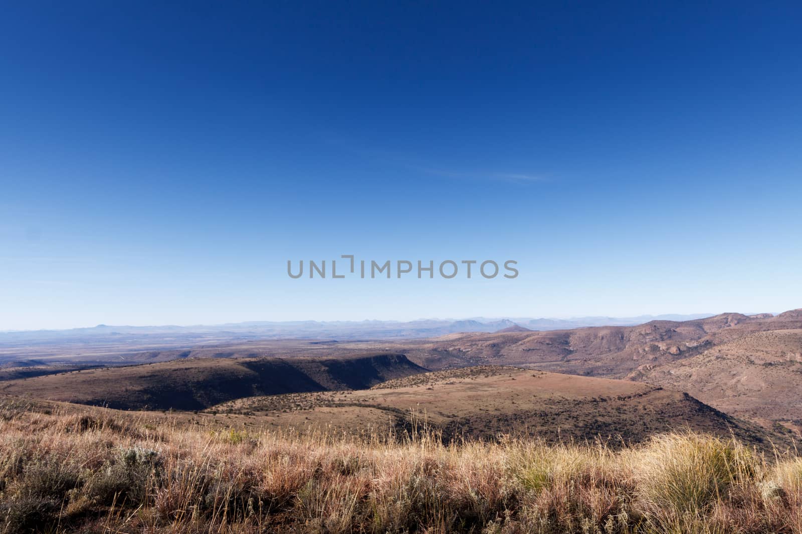 Beautiful green Barren  valley with mountains Mountain Zebra National Park.