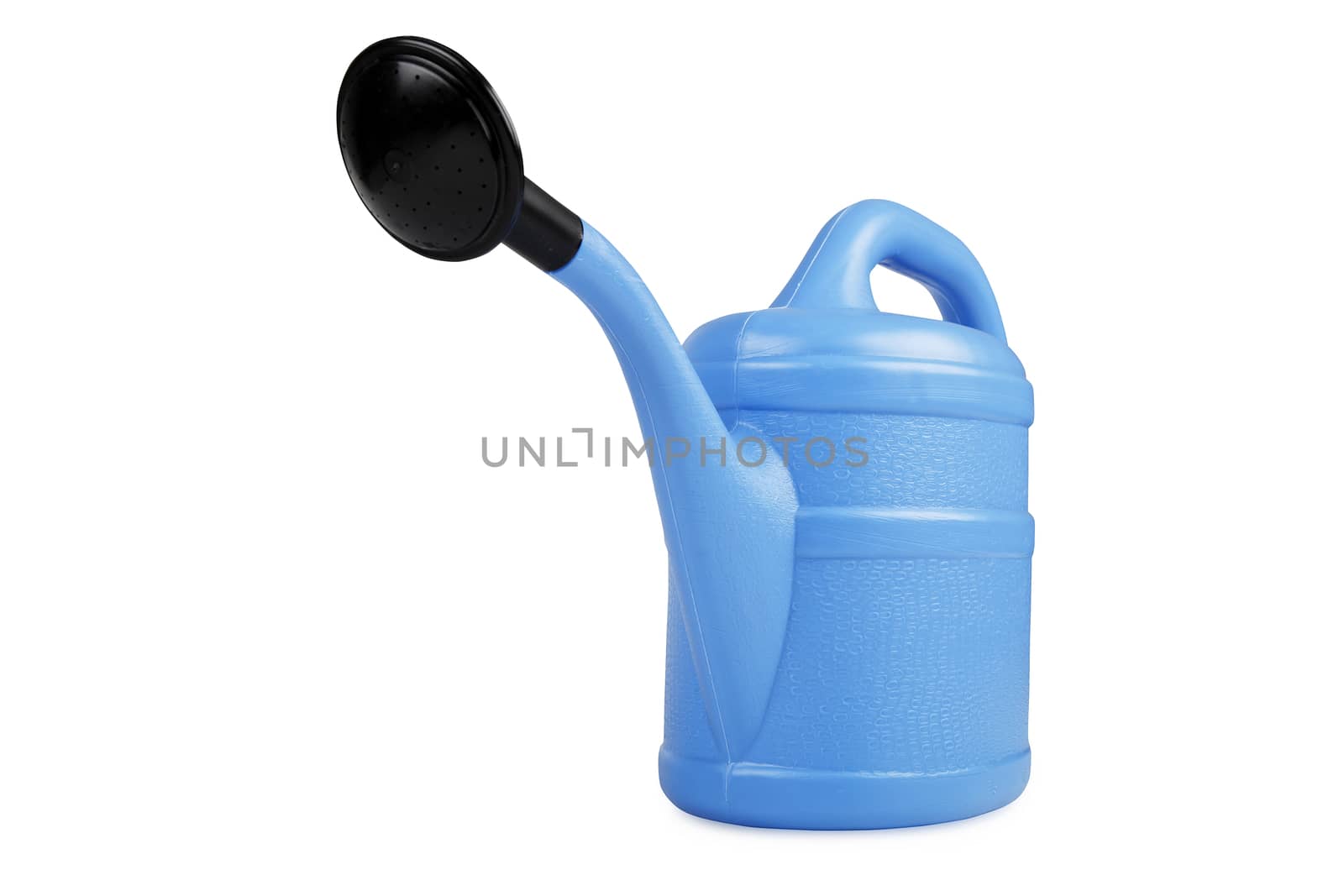 blue watering can isolated on white background