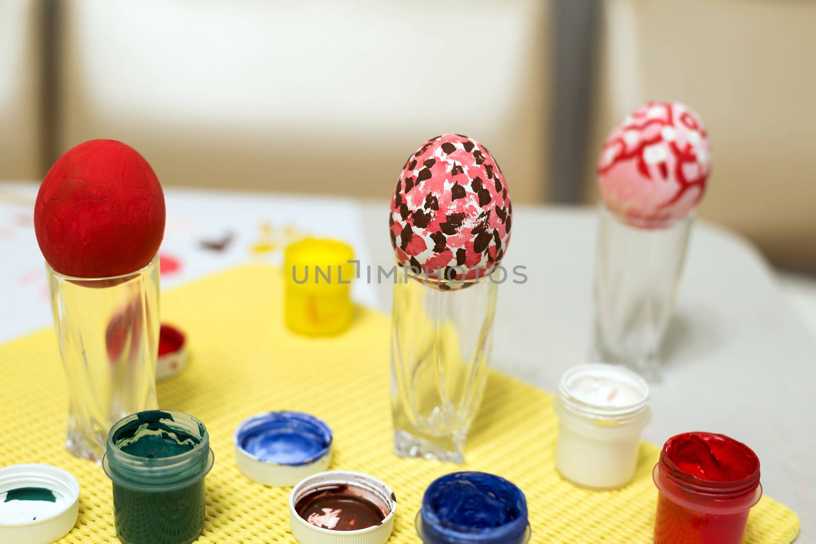 Easter eggs painted by a hand paints