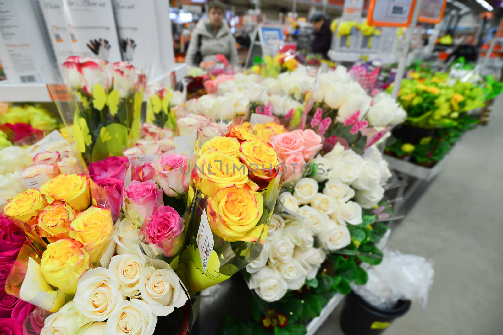  flower bouquet with a lot of different flowers by olgavolodina