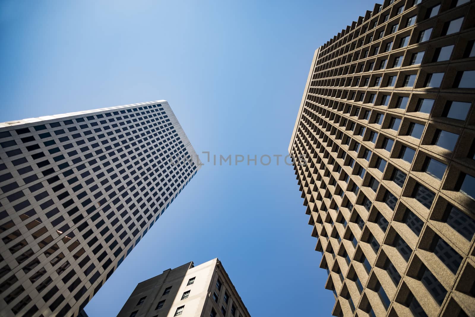 View from below of skyscrapers in Providence, Rhode Island