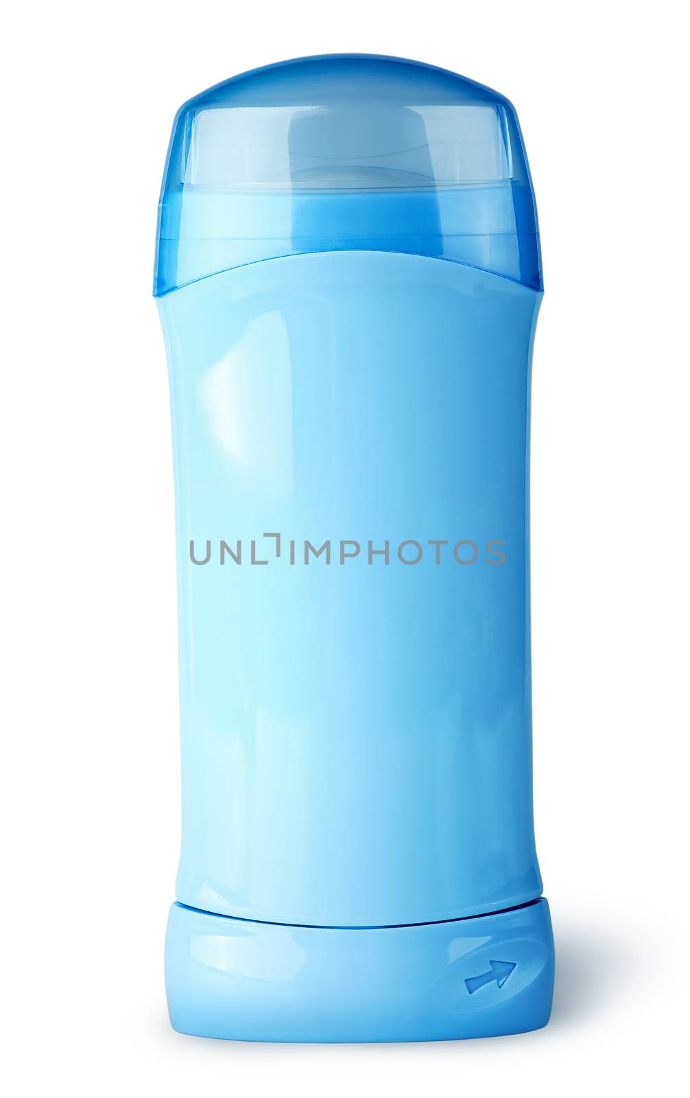 Blue deodorant container with cap isolated on white background