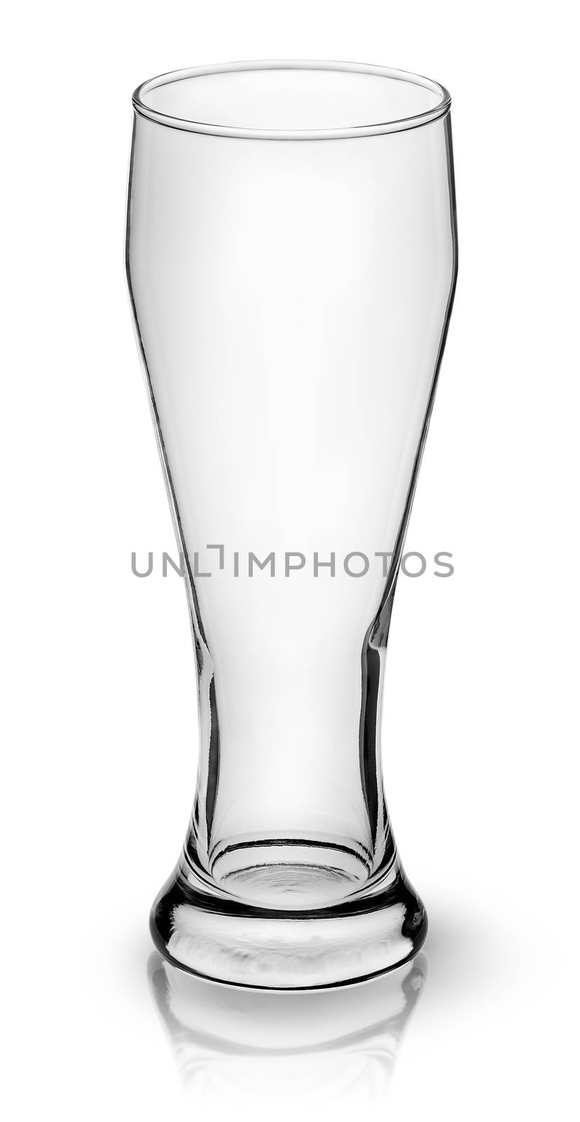 Empty beer glass top view isolated on white background