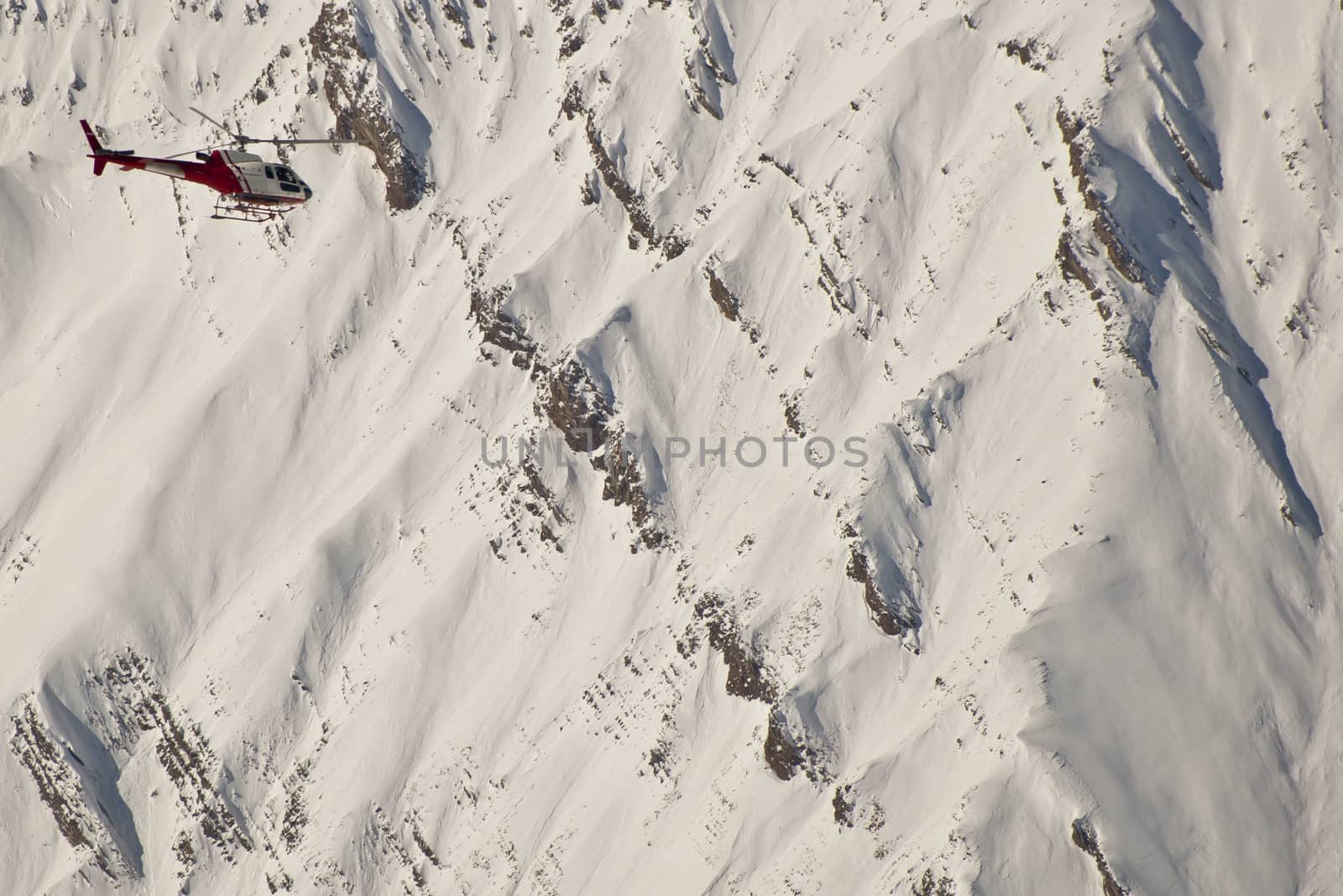 The helicopter in the mountains of Georgia