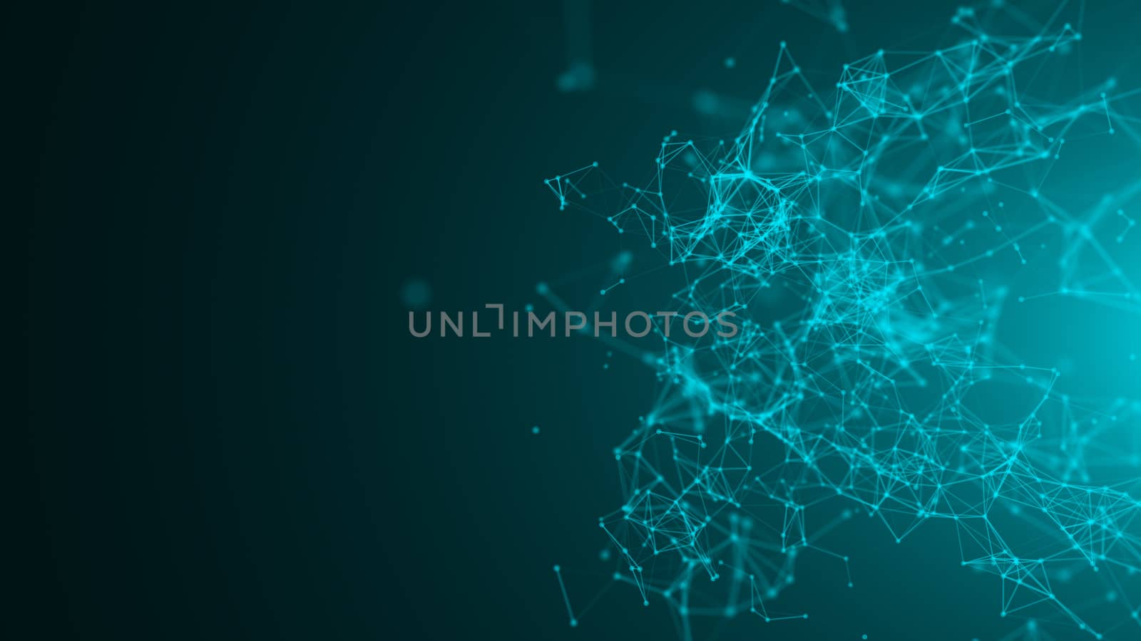 Abstract connected dots on bright blue background. Technology concept by nolimit046