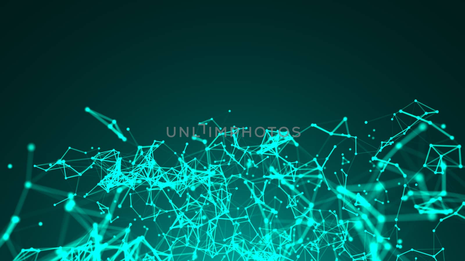 Abstract connected dots on bright blue background. Technology concept by nolimit046