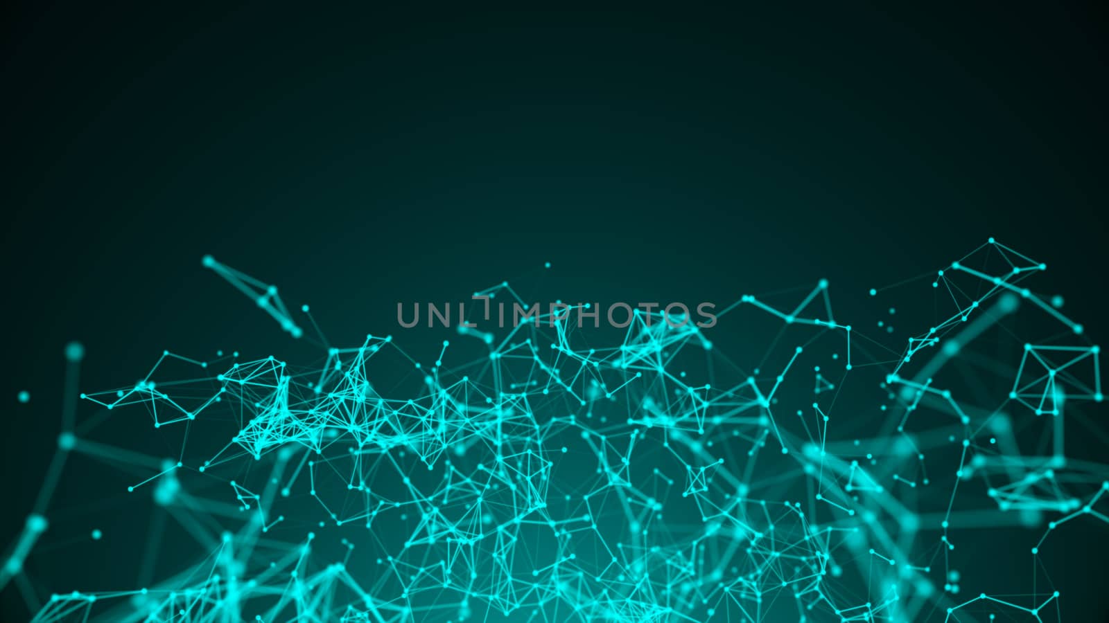 Abstract connected dots on bright blue background. Technology concept by nolimit046