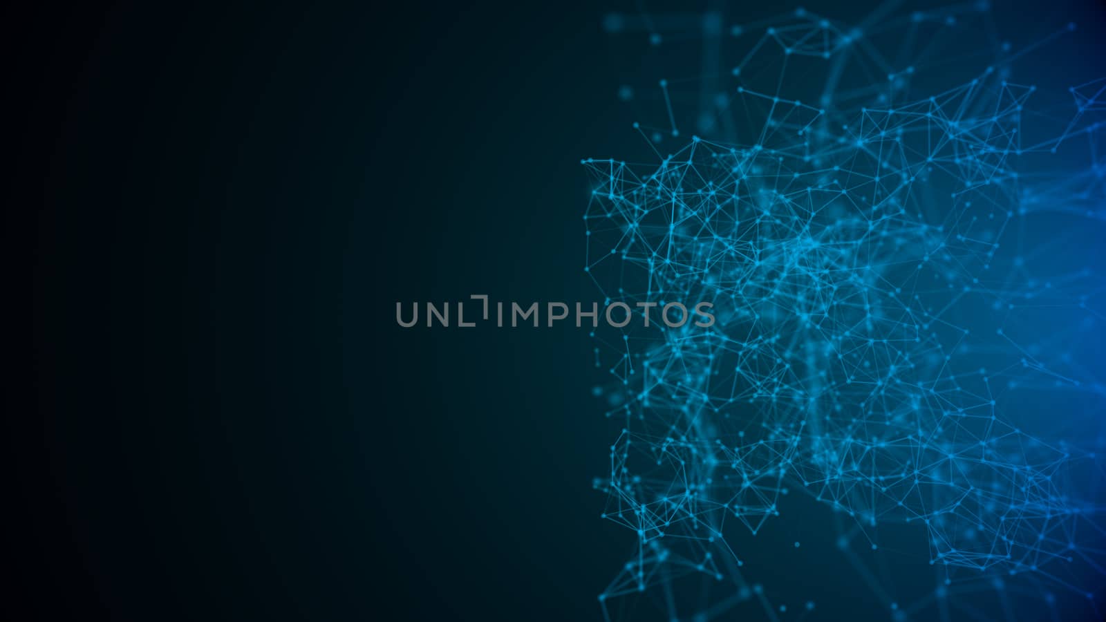 Abstract connected dots on bright blue background. Technology concept by nolimit046