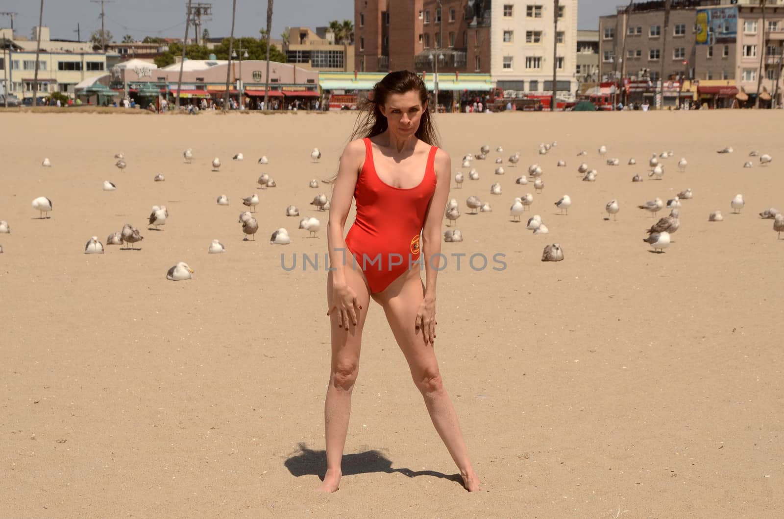 Alicia Arden the "Baywatch" and "General Hospital" actress gets back into the red swimsuit for a Baywatch Themed social media shoot, Venice Beach, CA 05-19-17/ImageCollect by ImageCollect