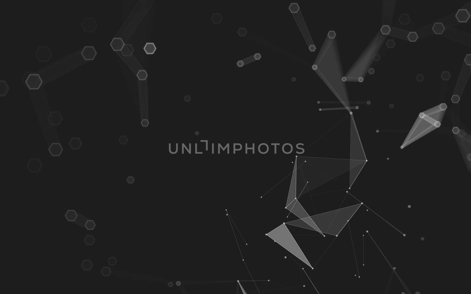 Abstract polygonal space low poly dark background with connecting dots and lines. Connection structure. 3d rendering