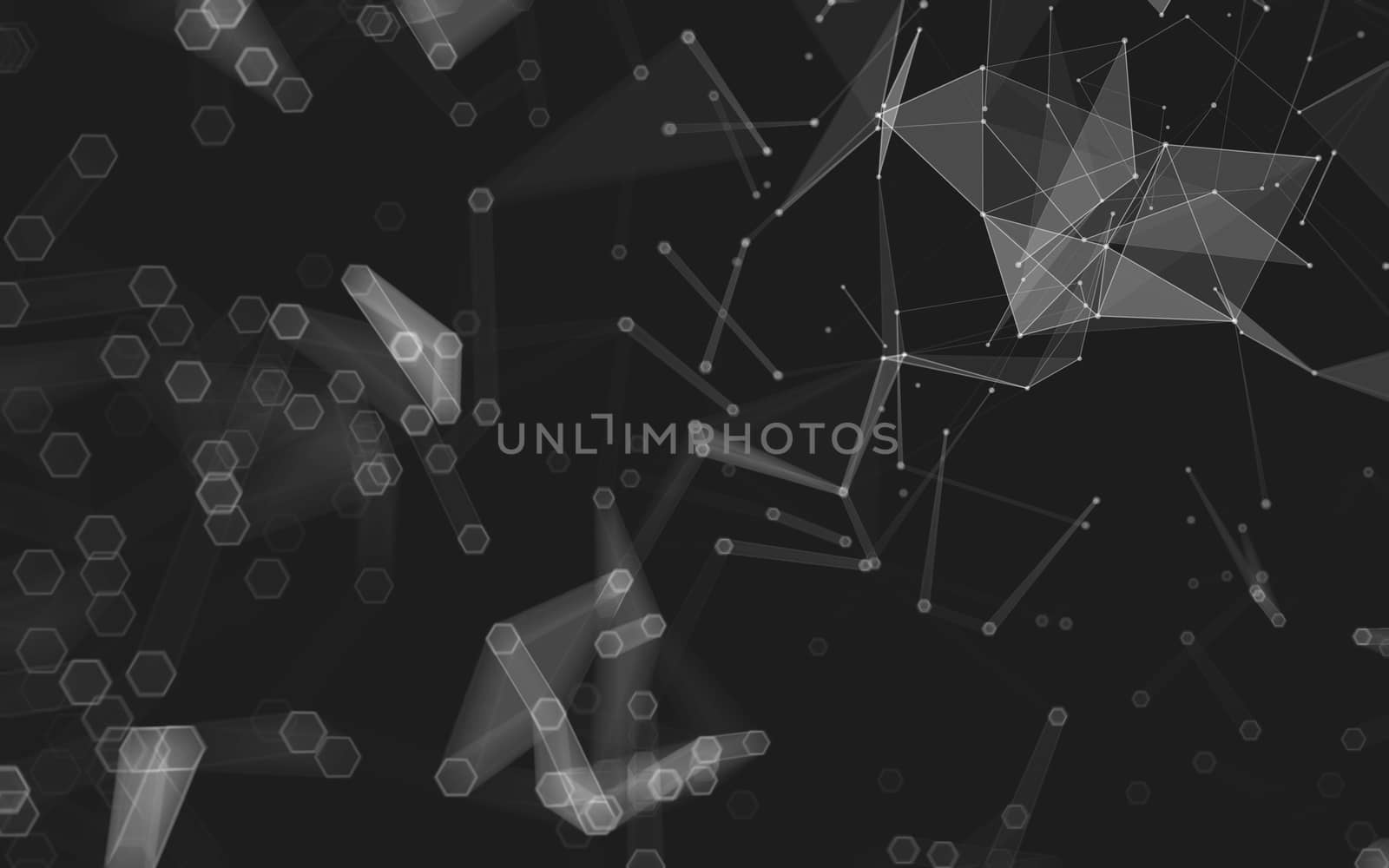 Abstract polygonal space low poly dark background with connecting dots and lines. Connection structure. 3d rendering