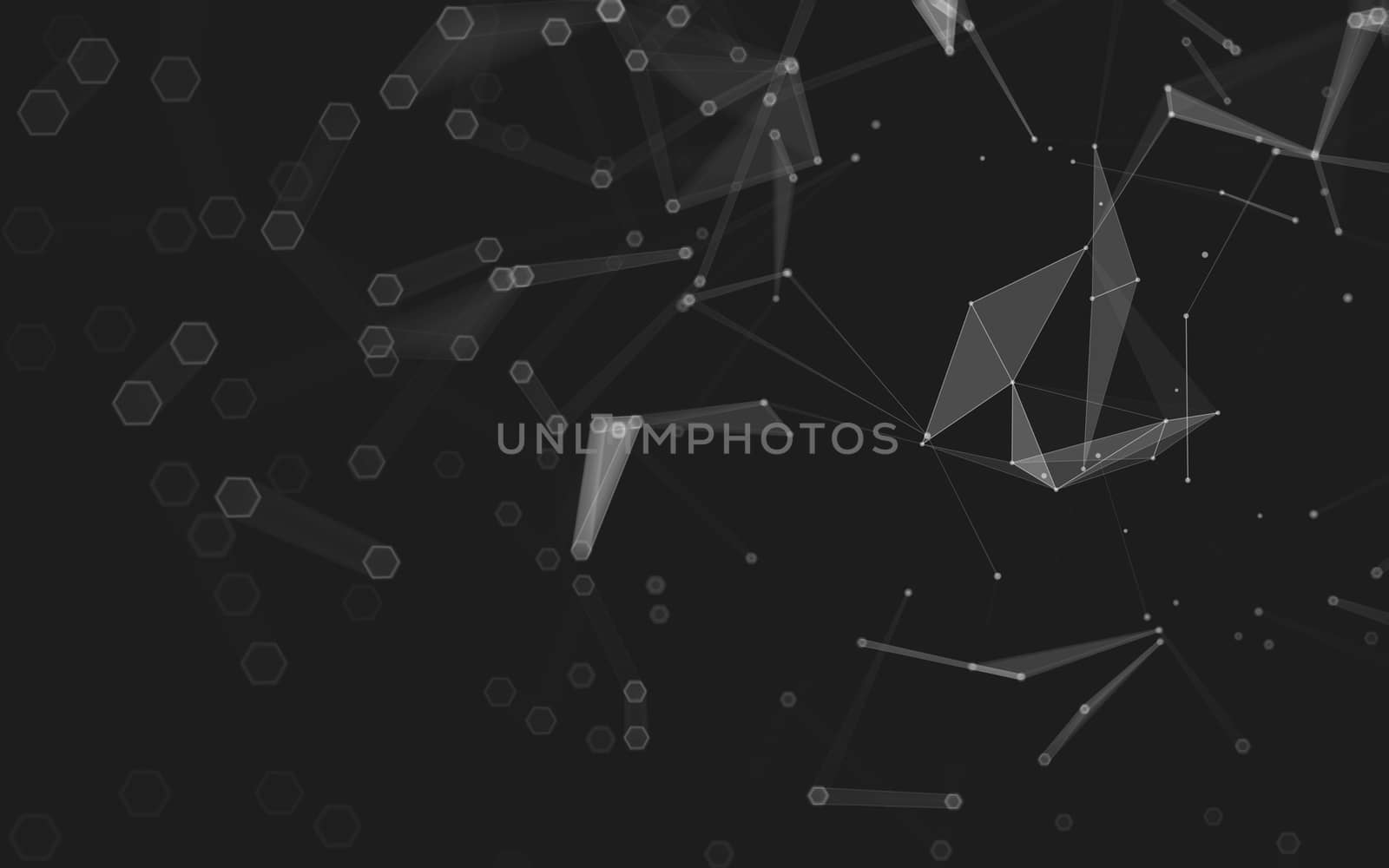 Abstract polygonal space low poly dark background with connecting dots and lines. Connection structure. 3d rendering