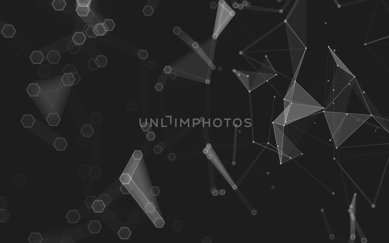 Abstract polygonal space low poly dark background with connecting dots and lines. Connection structure. 3d rendering