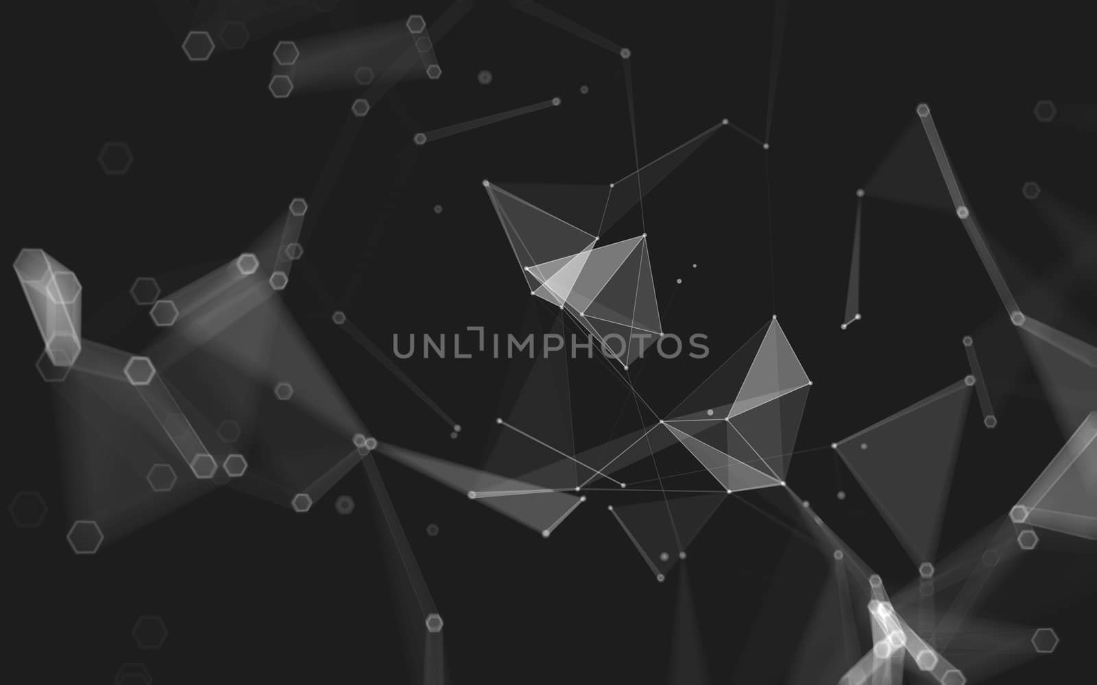 Abstract polygonal space low poly dark background with connecting dots and lines. Connection structure. 3d rendering