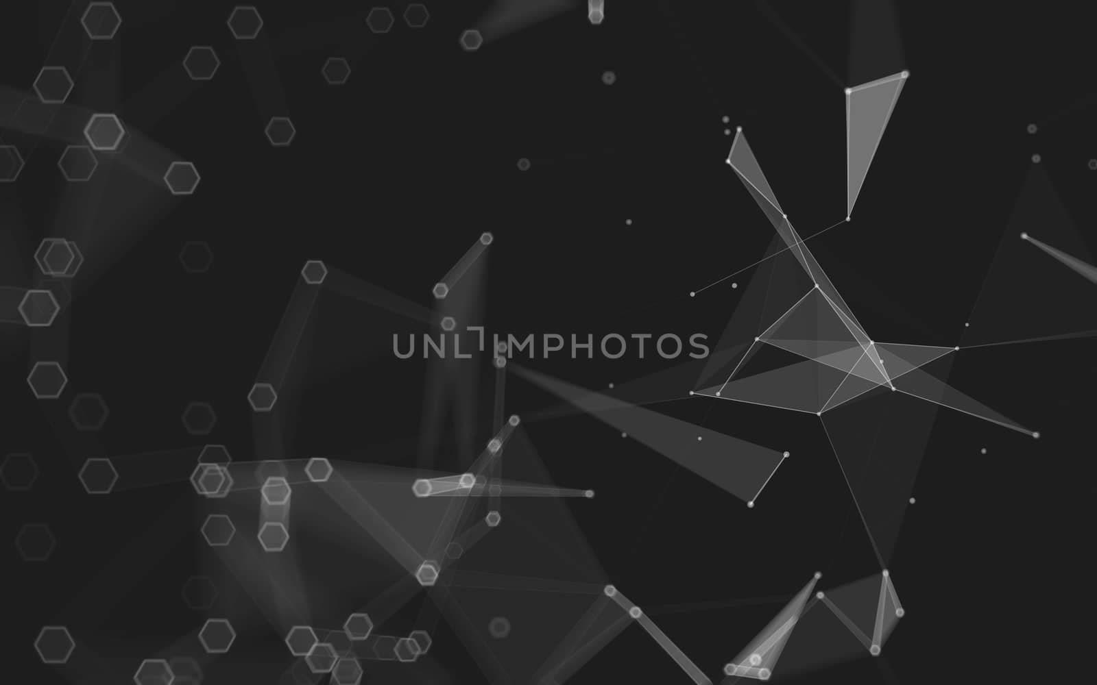 Abstract polygonal space low poly dark background with connecting dots and lines. Connection structure. 3d rendering