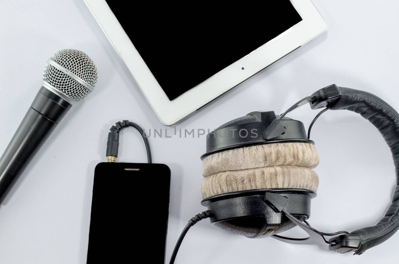 funky headphone music smartphone White background