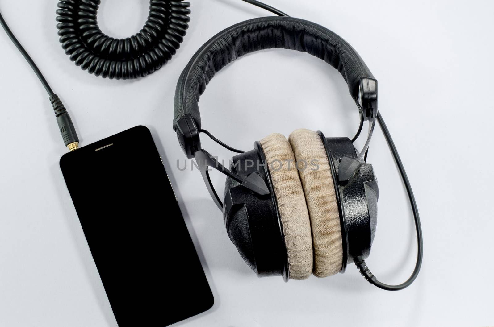 funky headphone music smartphone White background