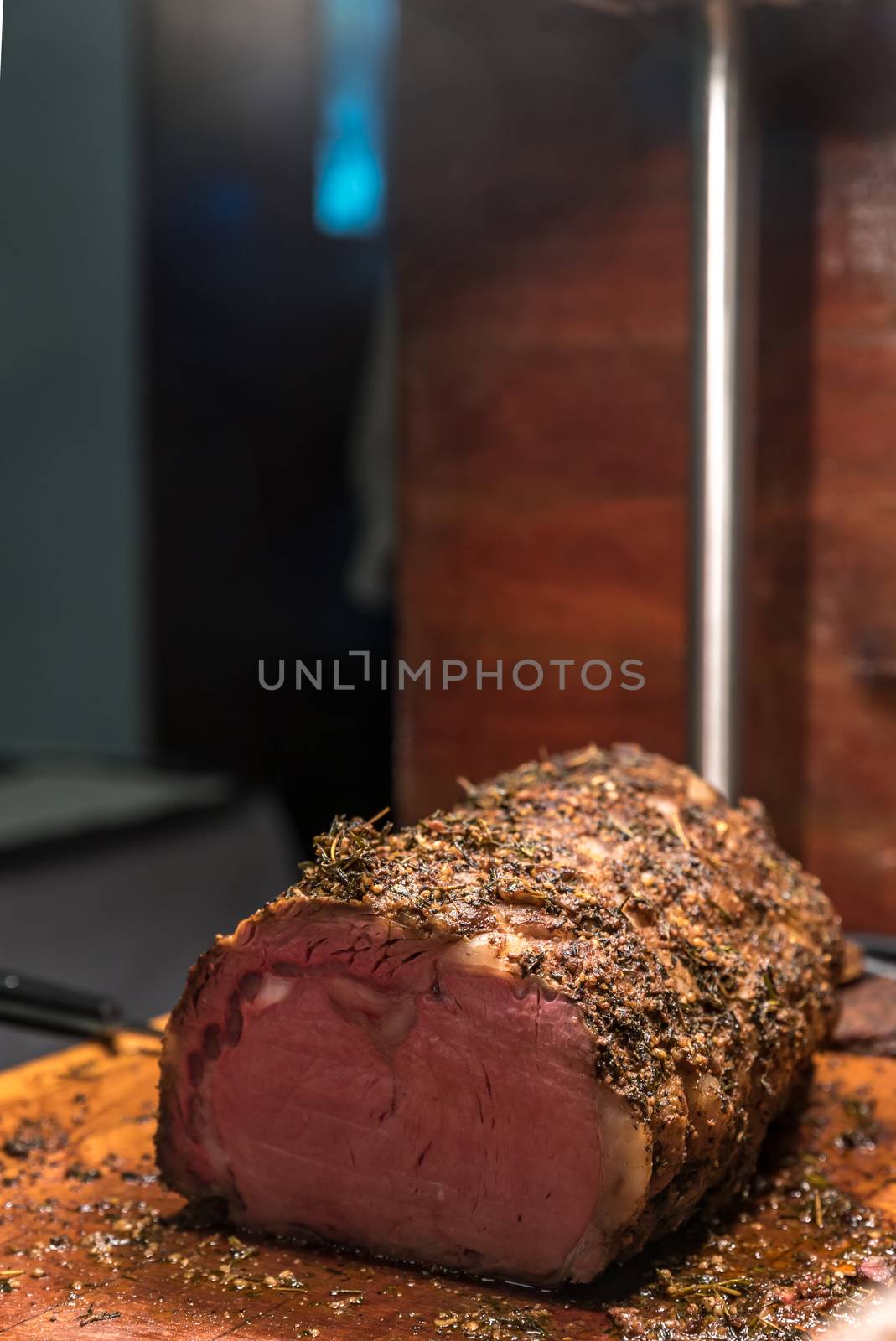 Carving of Wagyu beef roast