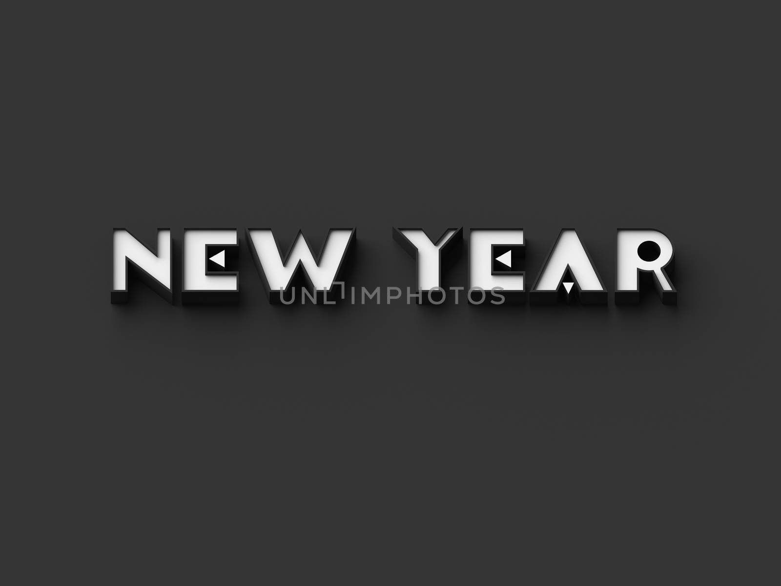 3D RENDERING WORDS 'NEW YEAR' ON PLAIN BACKGROUND