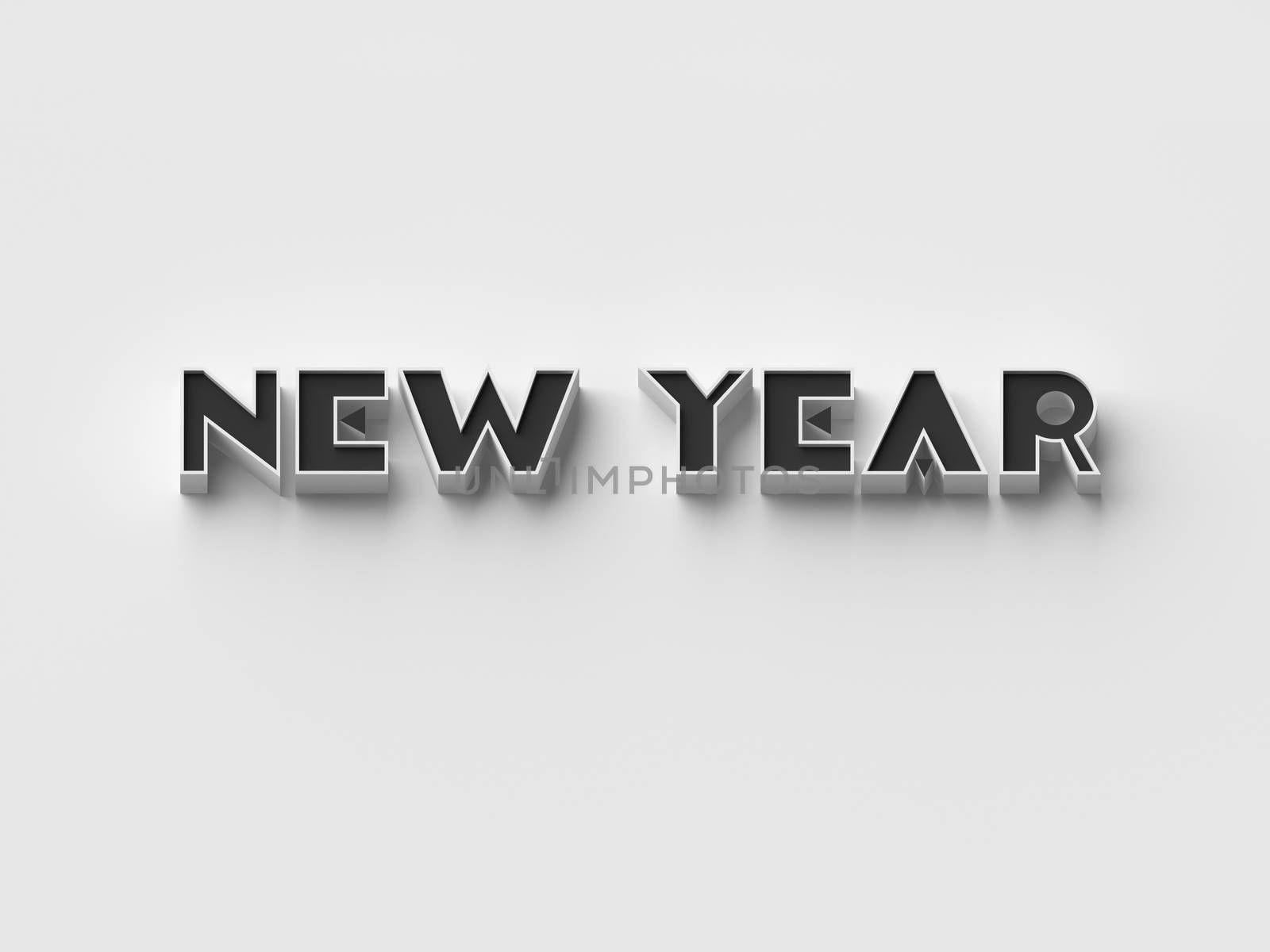 3D RENDERING WORDS 'NEW YEAR' ON PLAIN BACKGROUND