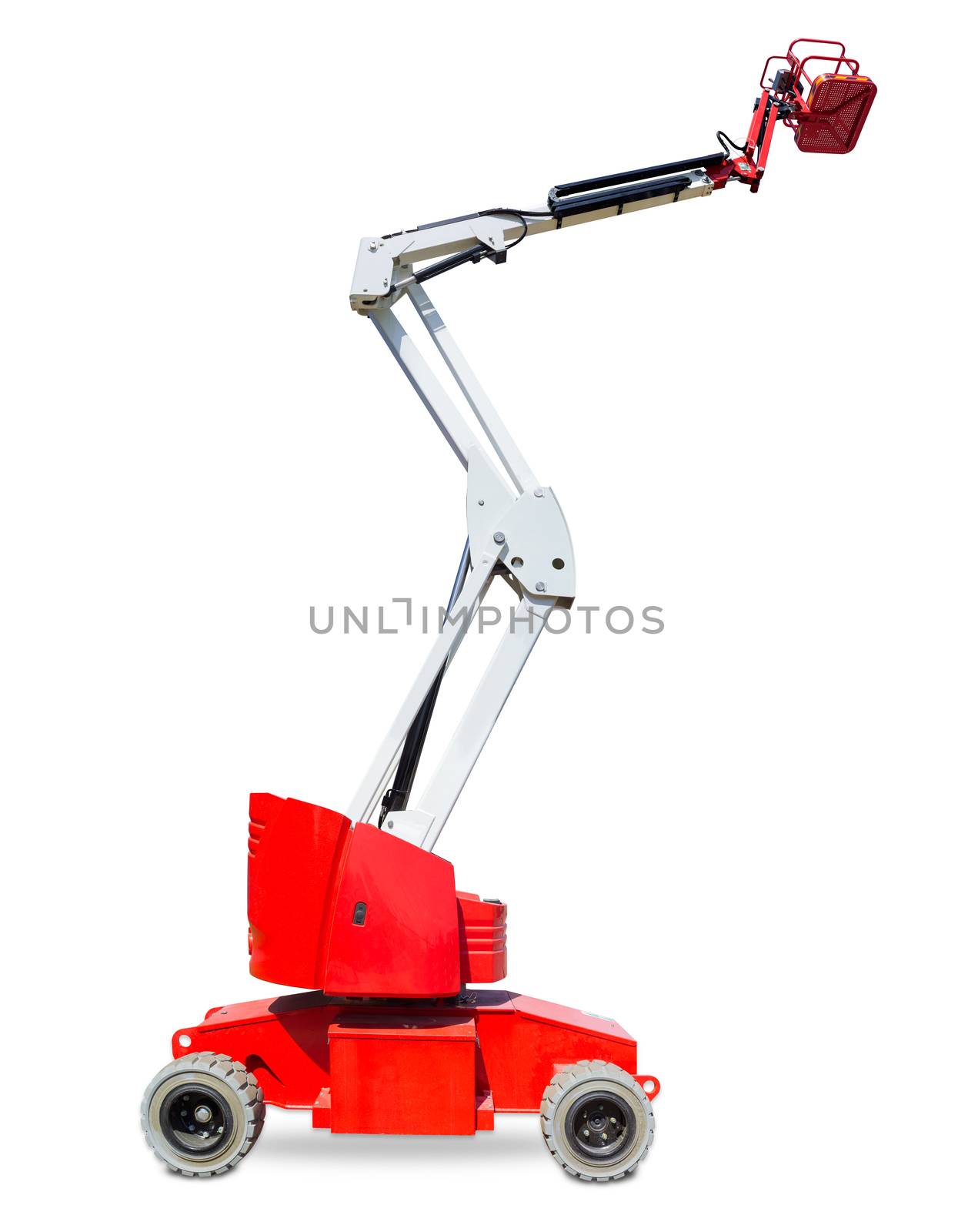 Wheeled articulated boom lift on a light background by anmbph