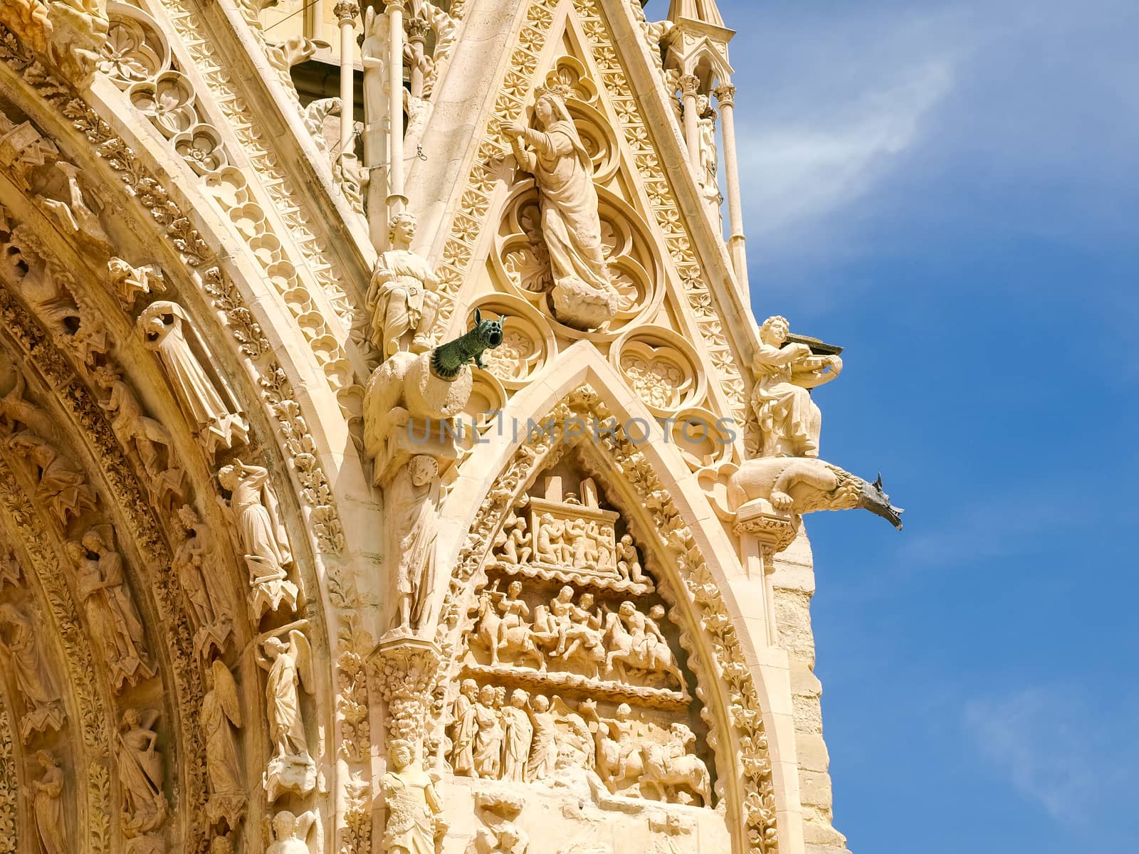 Fragment of main facade of Cathedral Notre-Dame de Reims by anmbph