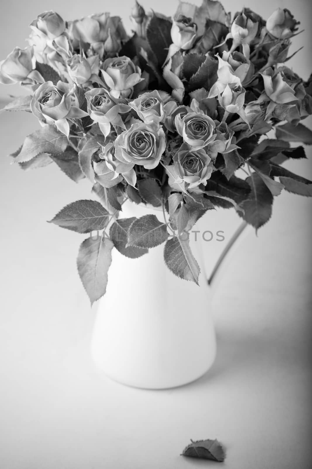 Bouquet of roses, black and white by supercat67