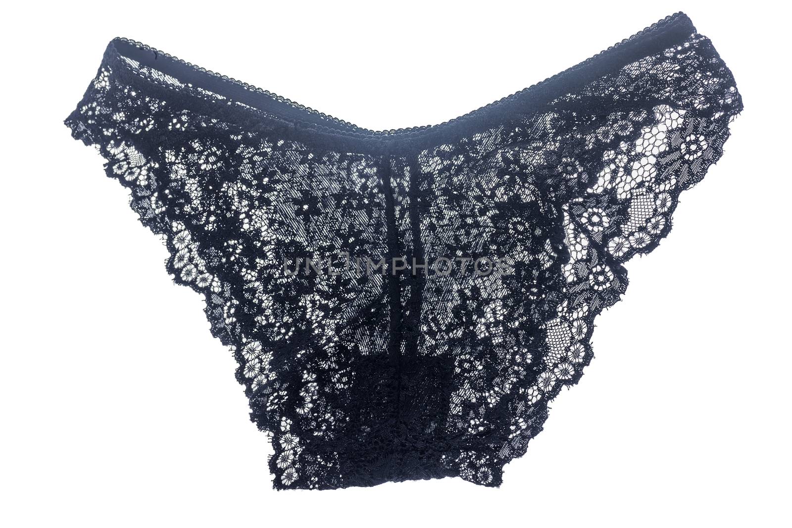 Elegant sexy black lace panties isolated on white