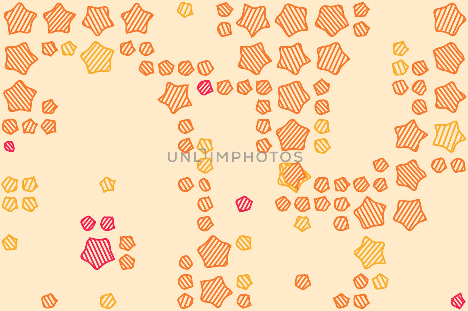 Abstract background full of stars and round shapes confetti.