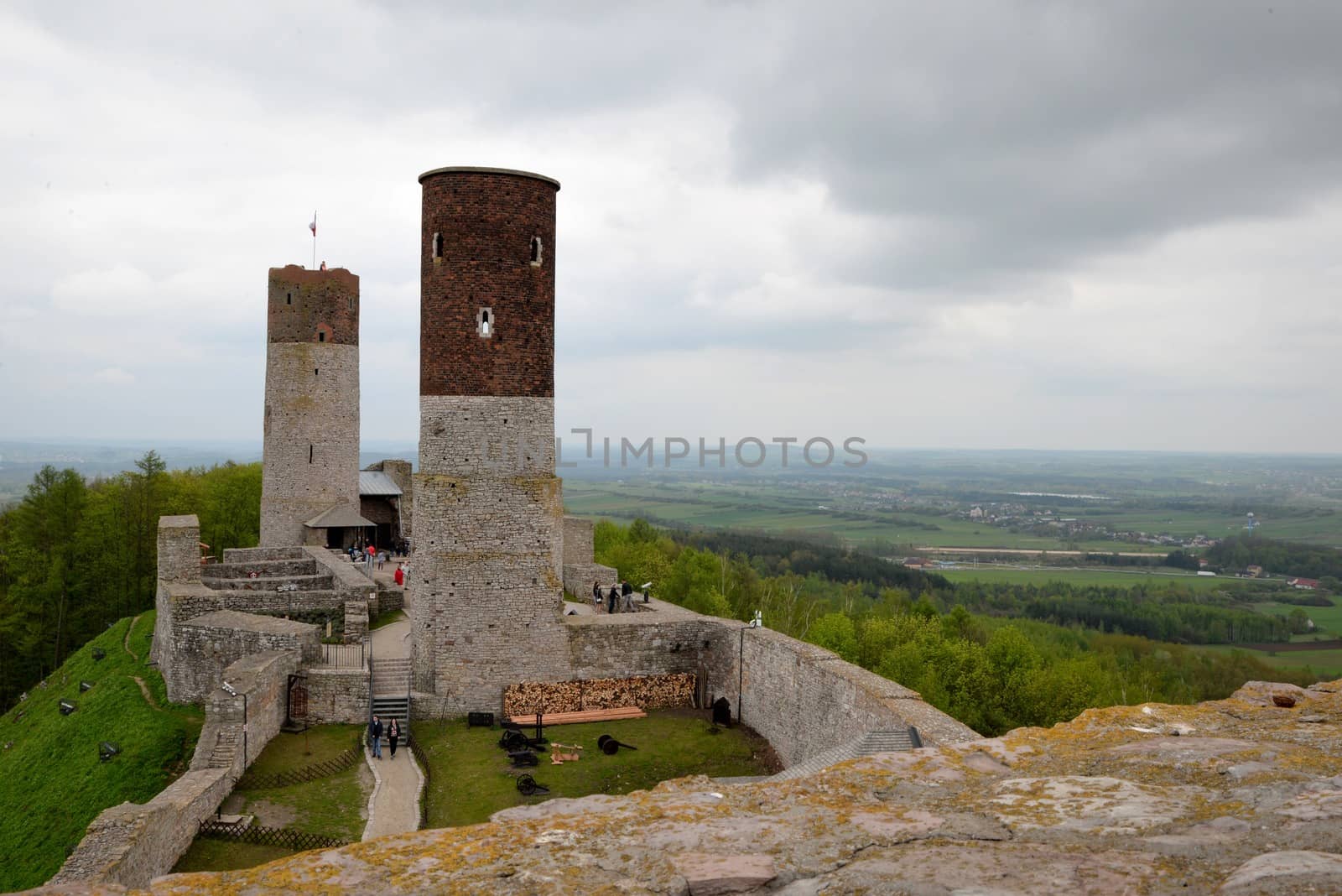View from tower to Checiny castle and panoramic view of the area