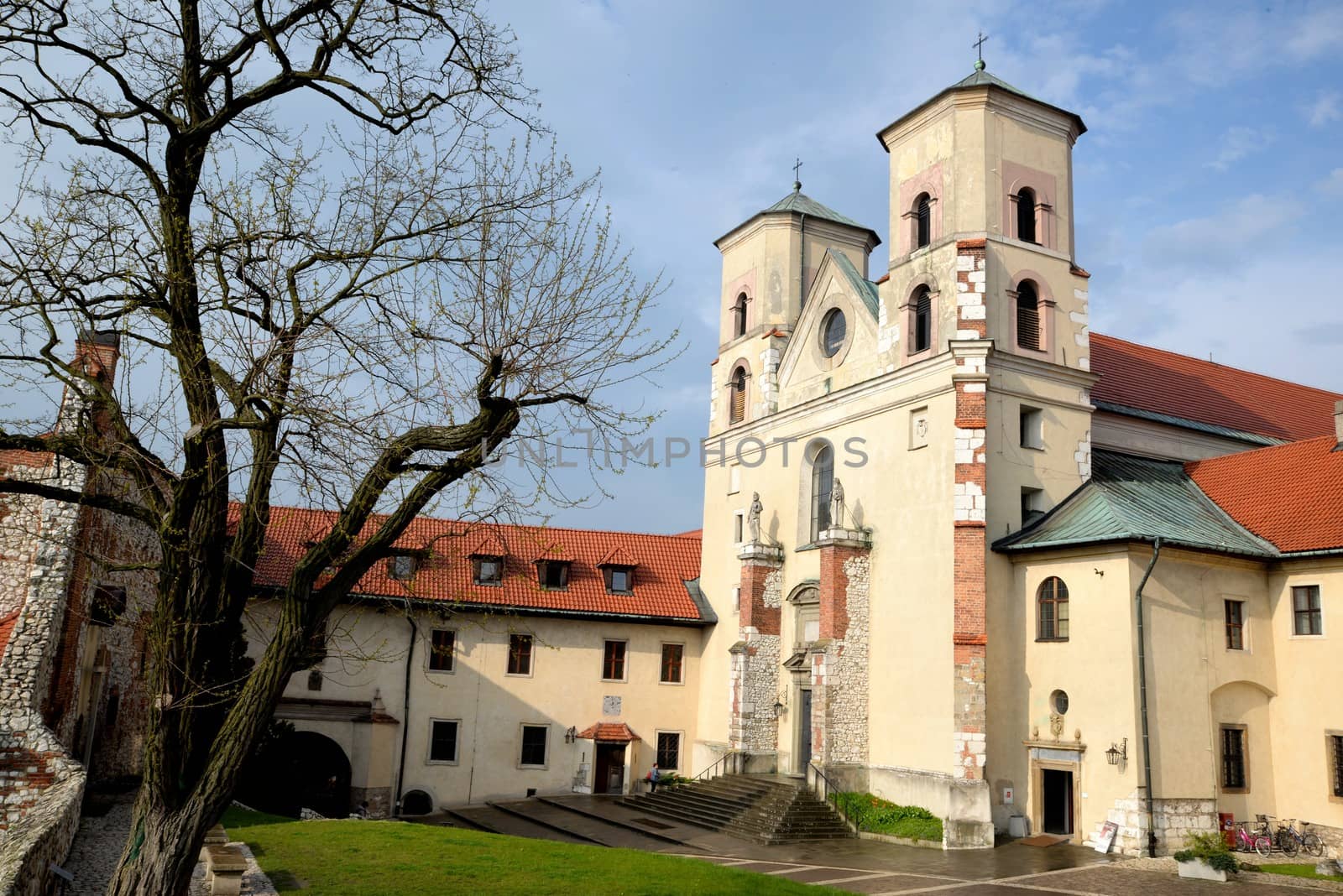 View from the courtyard to the Benedictine monastery in Tyniec