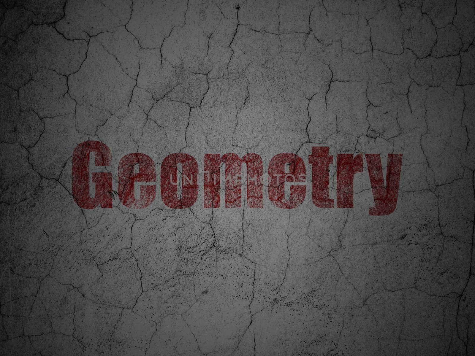 Studying concept: Red Geometry on grunge textured concrete wall background