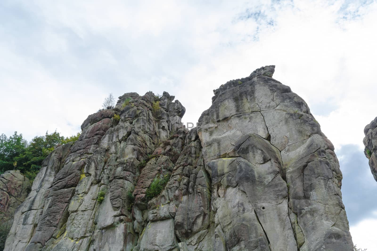 The Externstone, striking sandstone rock formation in the Teutoburg Forest, Germany, North Rhine Westphalia