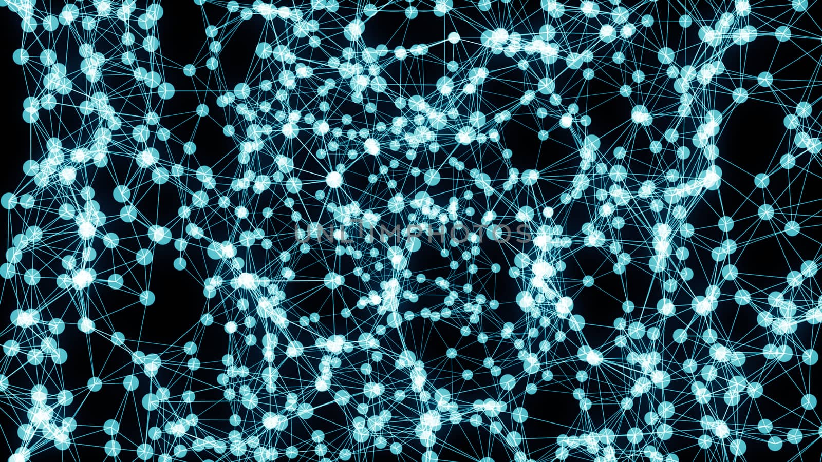 Abstract connected dots on bright blue background by nolimit046