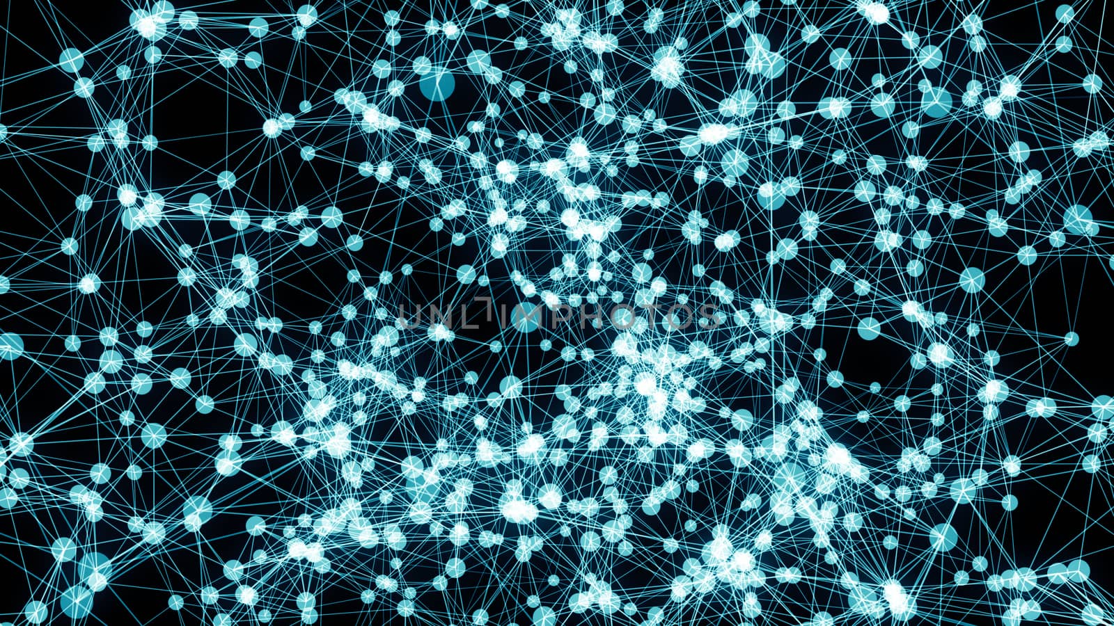 Abstract connected dots on bright blue background by nolimit046