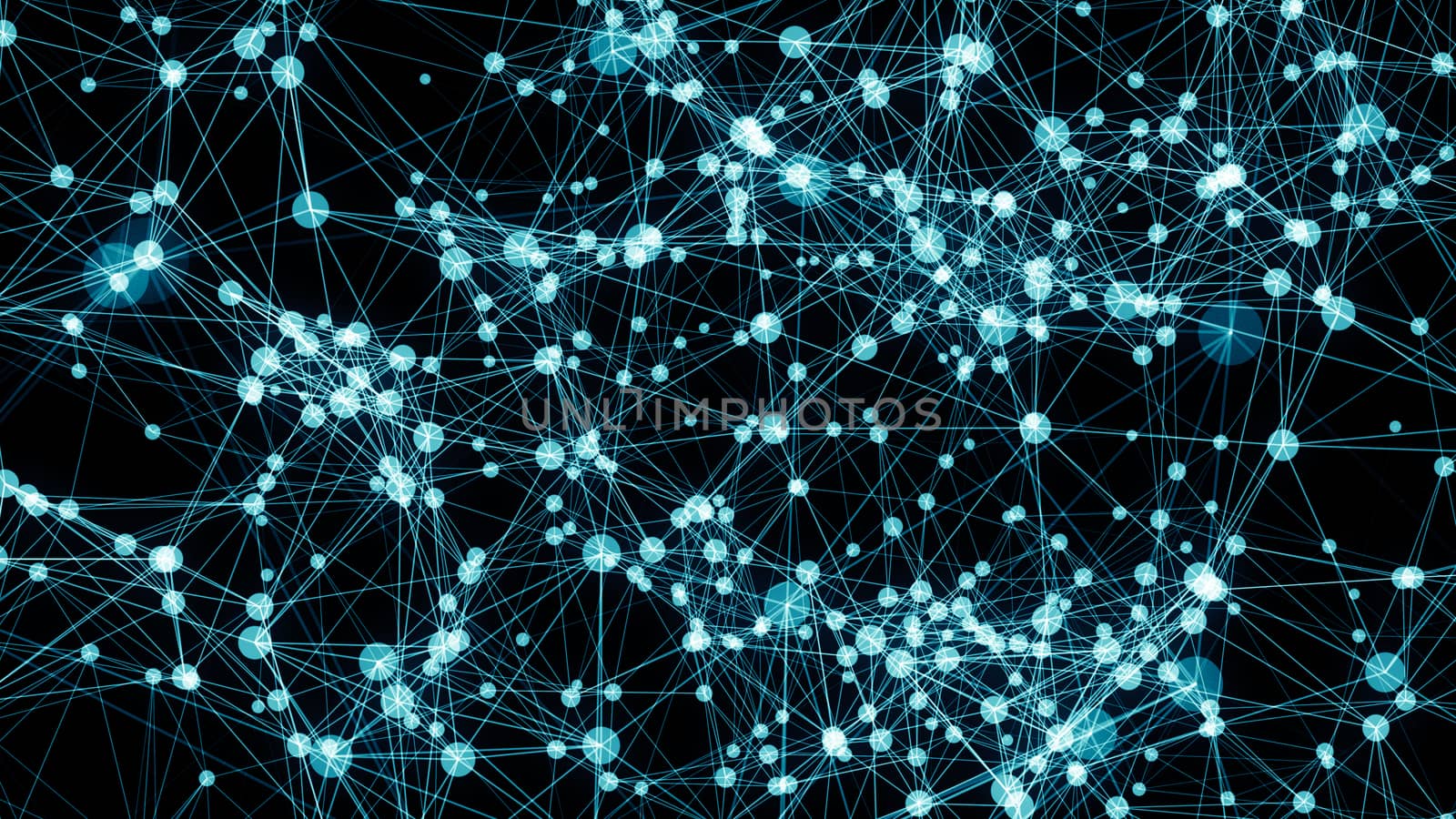 Abstract connected dots on bright blue background by nolimit046