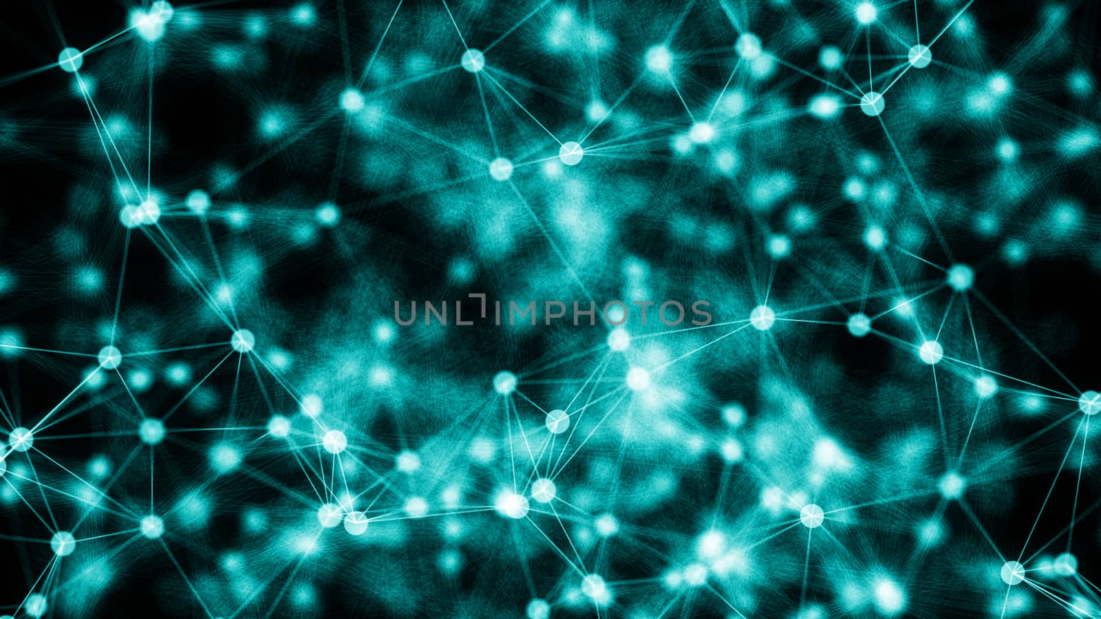 Abstract connected dots on bright blue background by nolimit046