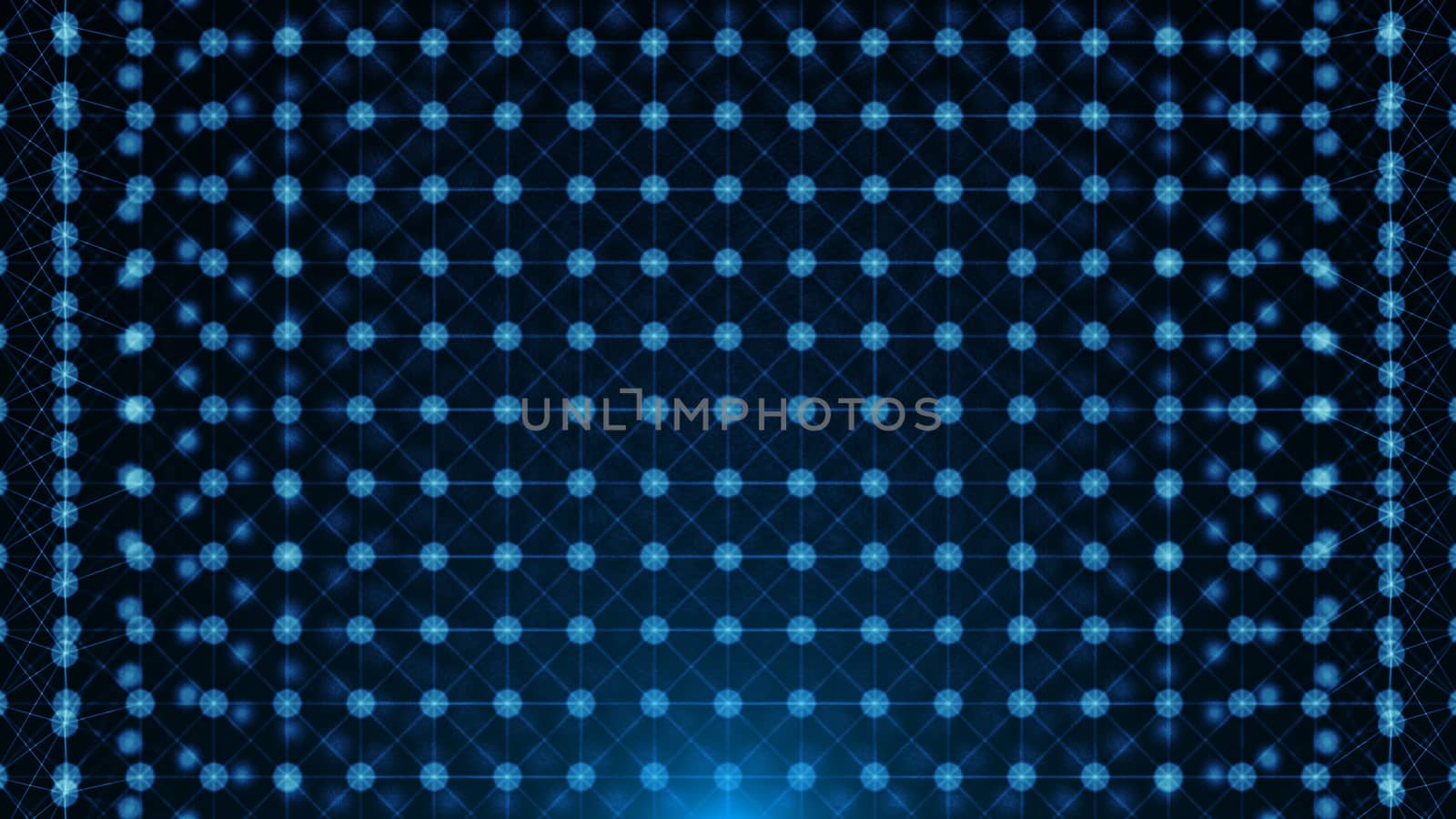 Abstract connected dots on bright blue background. 3d rendering