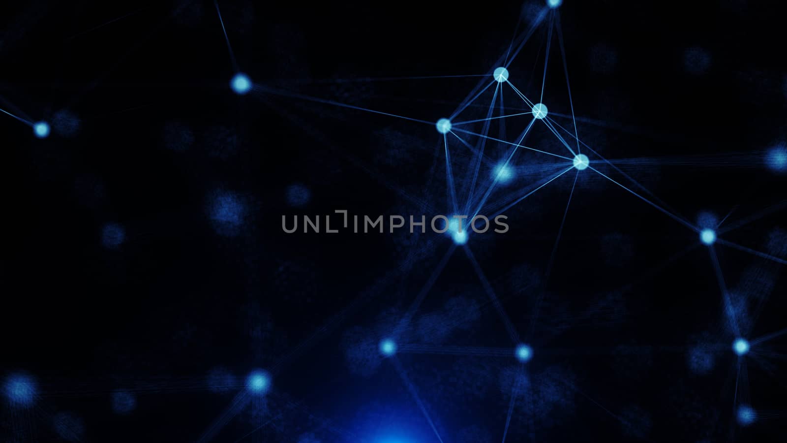 Abstract connected dots on bright blue background by nolimit046