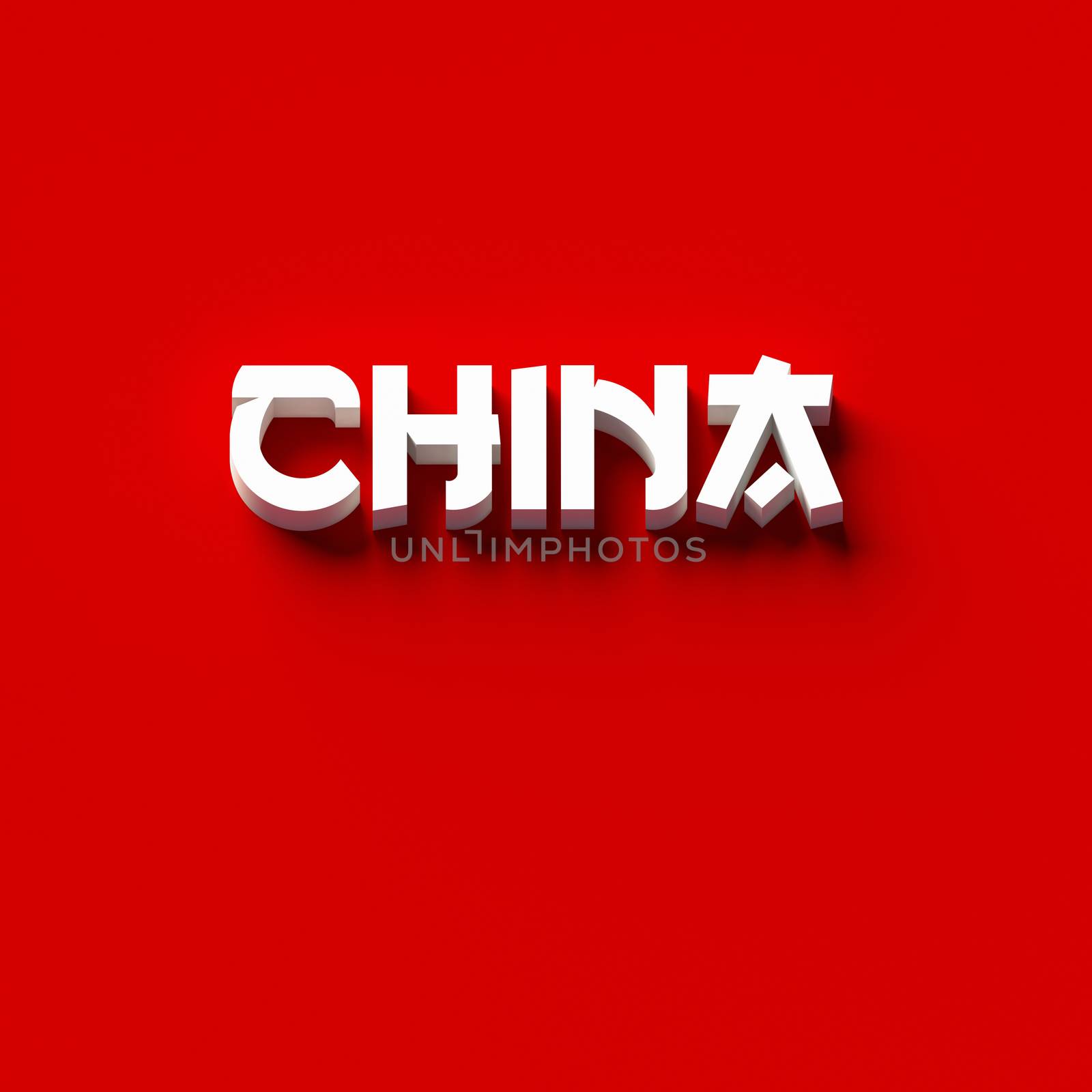 3D RENDERING WORDS 'CHINA' ON RED PLAIN BACKGROUND