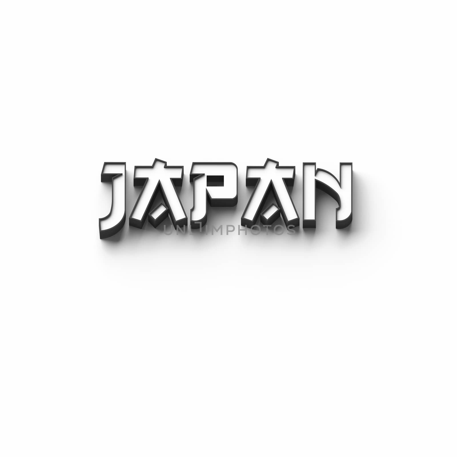 3D RENDERING WORDS 'JAPAN' ON RED PLAIN BACKGROUND