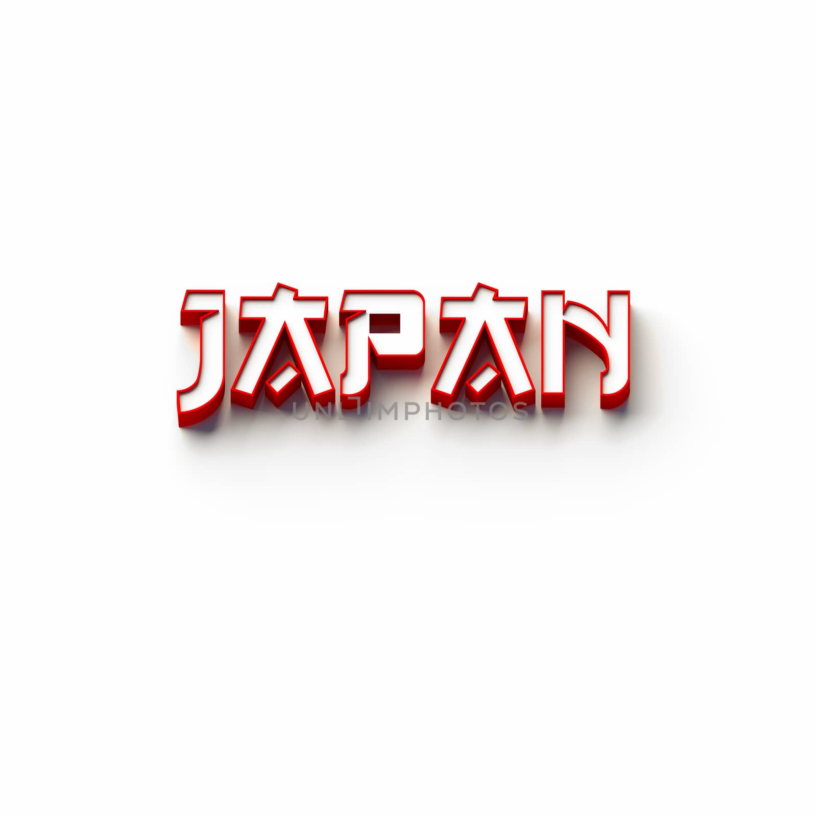 3D RENDERING WORDS 'JAPAN' ON WHITE PLAIN BACKGROUND