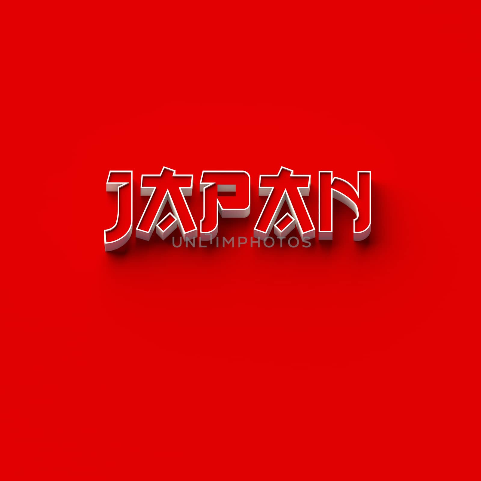 3D RENDERING WORDS 'JAPAN' ON RED PLAIN BACKGROUND