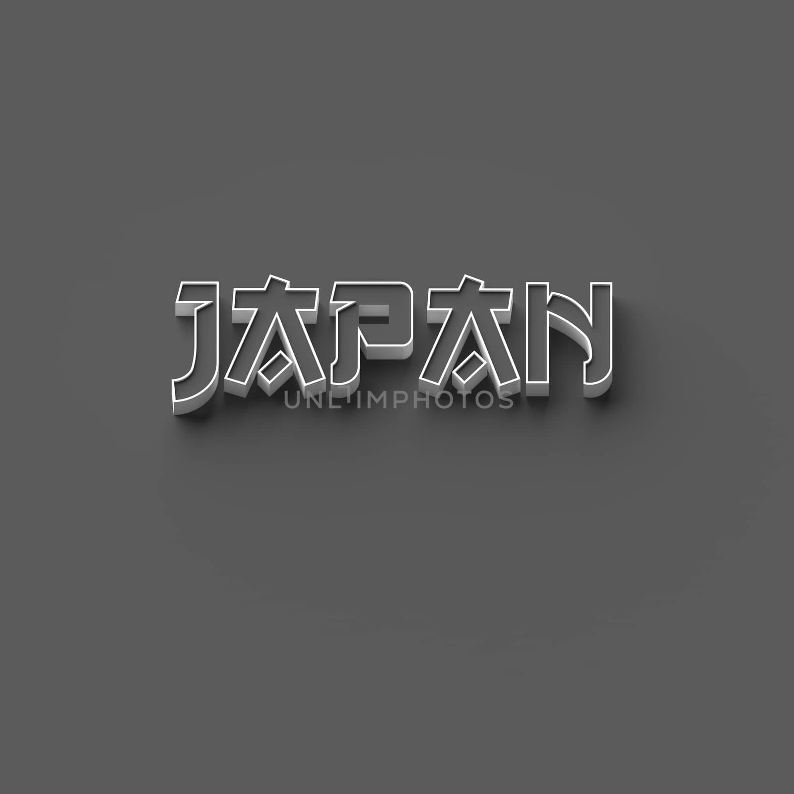 3D RENDERING WORDS 'JAPAN' ON GREY PLAIN BACKGROUND