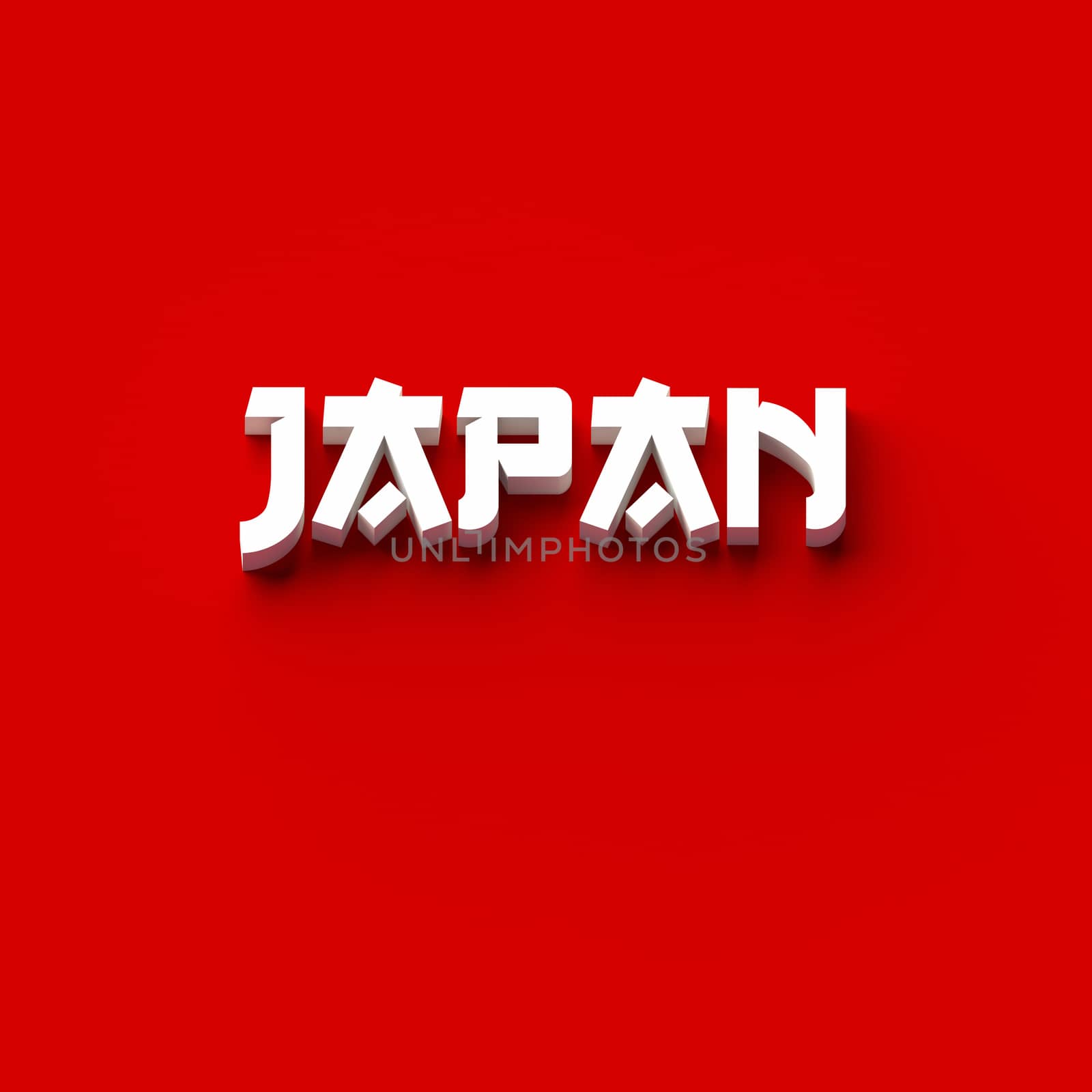 3D RENDERING WORDS 'JAPAN' ON RED PLAIN BACKGROUND