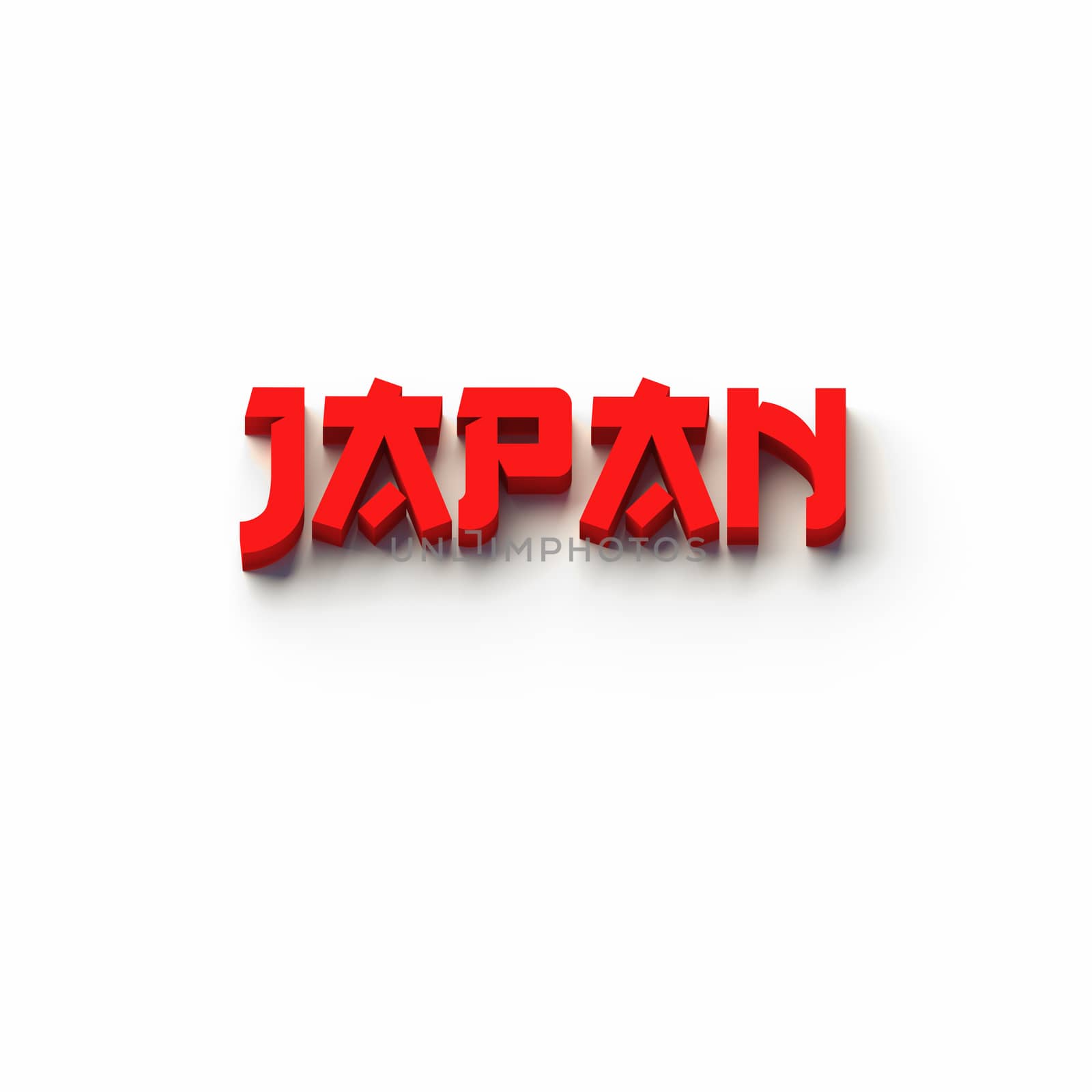 3D RENDERING WORDS 'JAPAN' ON WHITE PLAIN BACKGROUND