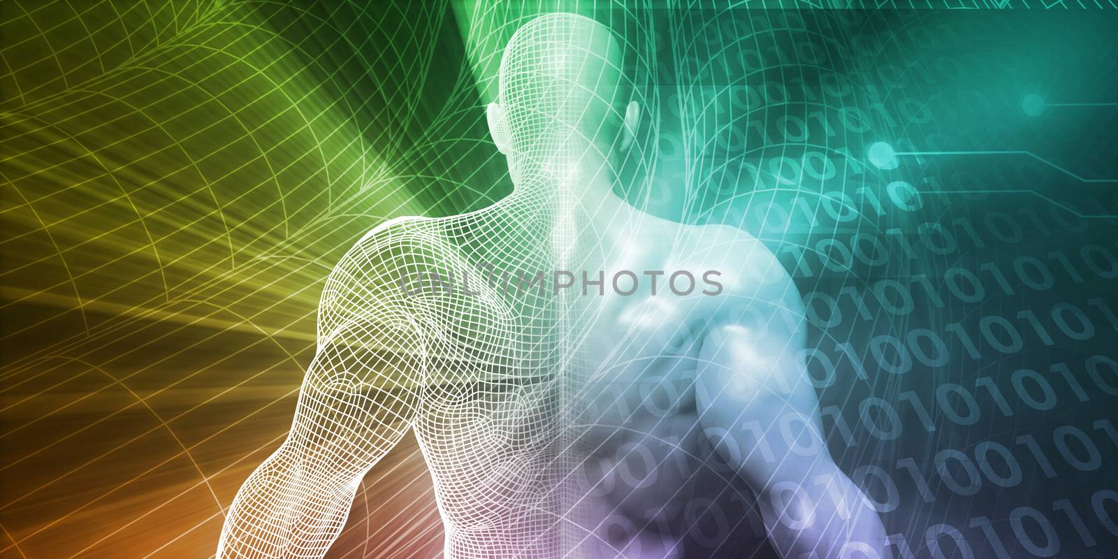 Digital Background with Businessman Accessing Technology Concept
