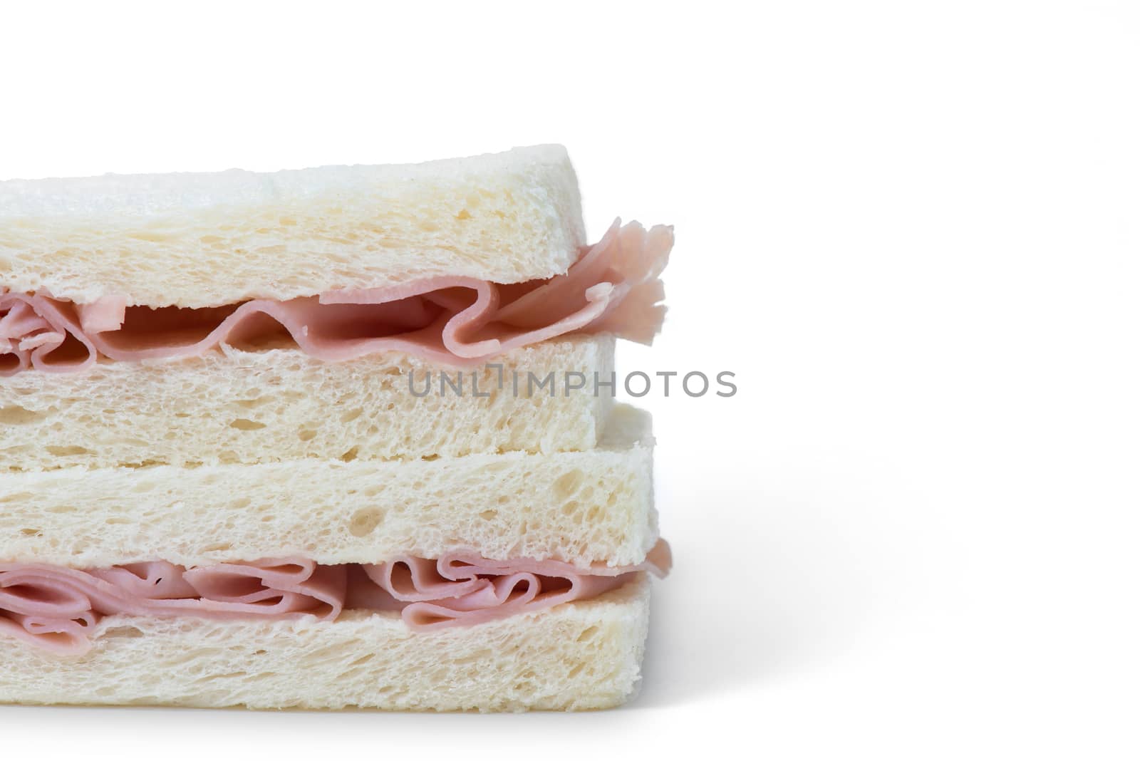 ham sandwiches on white background