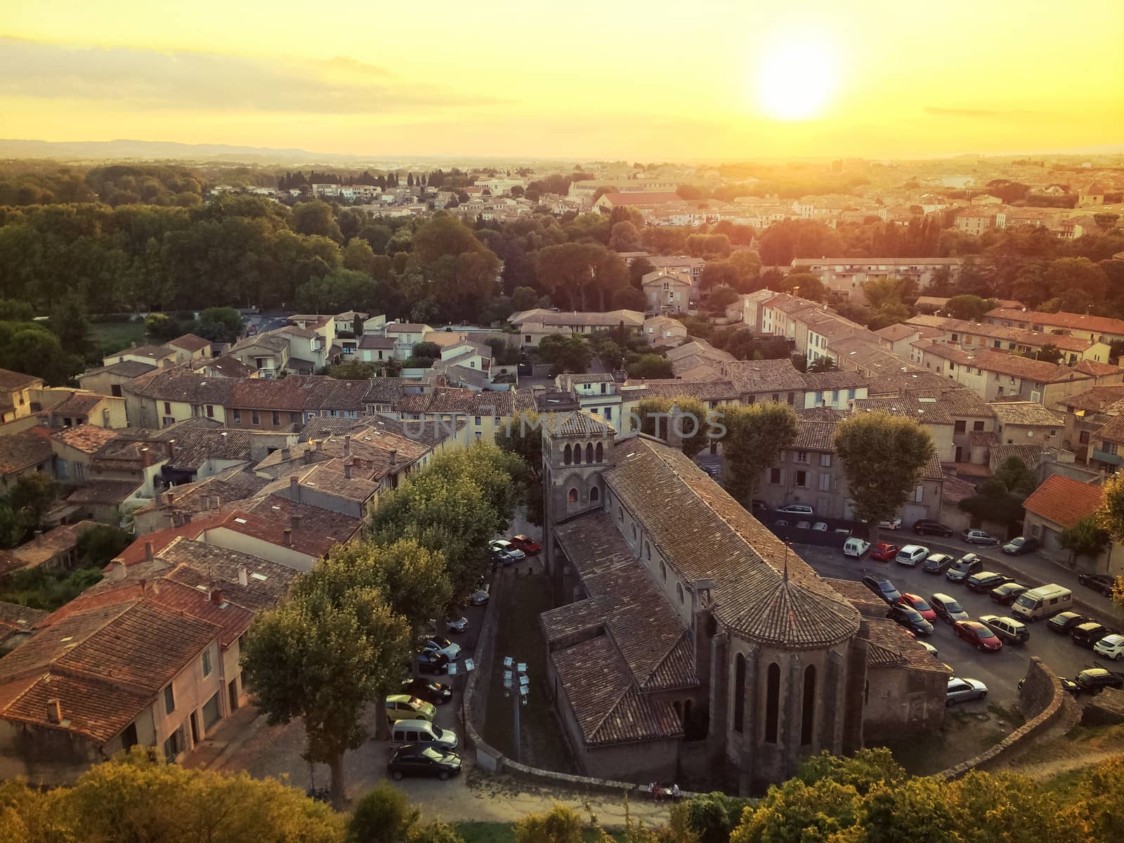 Sunset over the town of Carcassonne, France by anikasalsera